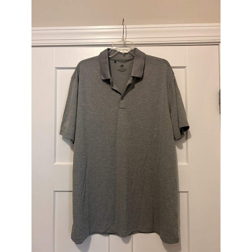 Adidas Performance Gray Grey Golf Polo Men's Size 2X PRIMEGREEN  Logo Big Tall
